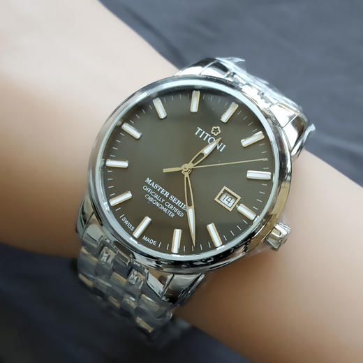 【全新】TITONI 梅花83188 S-576天文台认证自动机械机芯日期显示41MM（男款）Master Series 大师系列精钢170426NJ46 商品图8