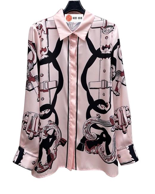 女款丝质印花长袖衬衫 可配套装fe 商品图0