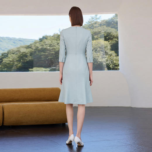 IWY/冰川蓝夏季薄款短袖西装连衣裙女正式场合长款鱼尾裙新款套裙6Q26 商品图4