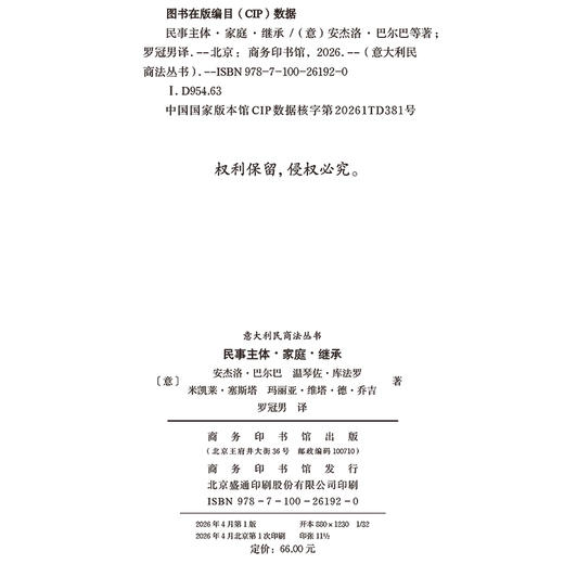 民事主体·家庭·继承(意大利民商法丛书) 商品图1