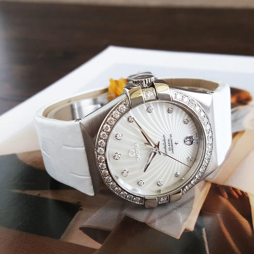 【95新】OMEGA欧米茄123.18.35.20.55.001自动机械日期显示35MM（女款）星座系列 精钢/表圈镶嵌原厂钻石070426AK16 商品图5