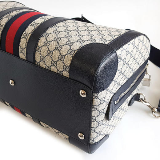 【95新】Gucci古驰724642老花拼深蓝色savoy旅行袋手提单肩包中性款200426TJ20 商品图8