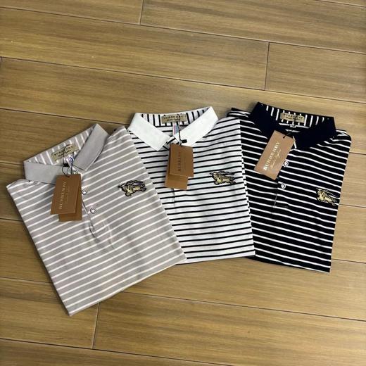F042427万针刺绣工艺男士条纹休闲商务POLO衫夏季打底衫T恤 商品图3