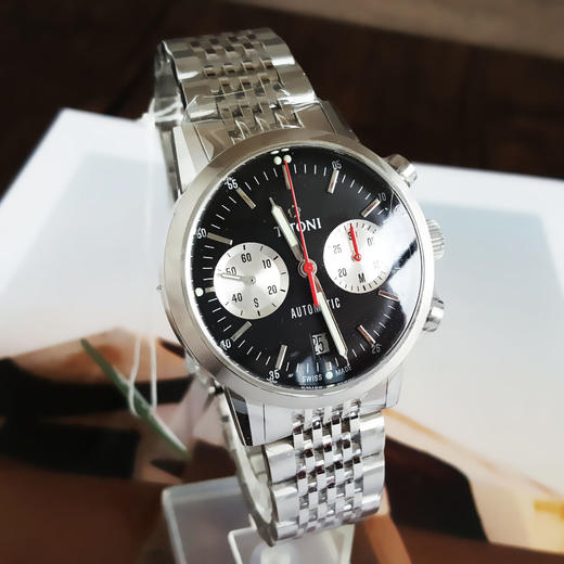 【99新】TITONI 梅花94020 S-681自动机械机芯日期显示、计时41MM（男款）Heritage传承系列精钢180426NJ51 商品图3