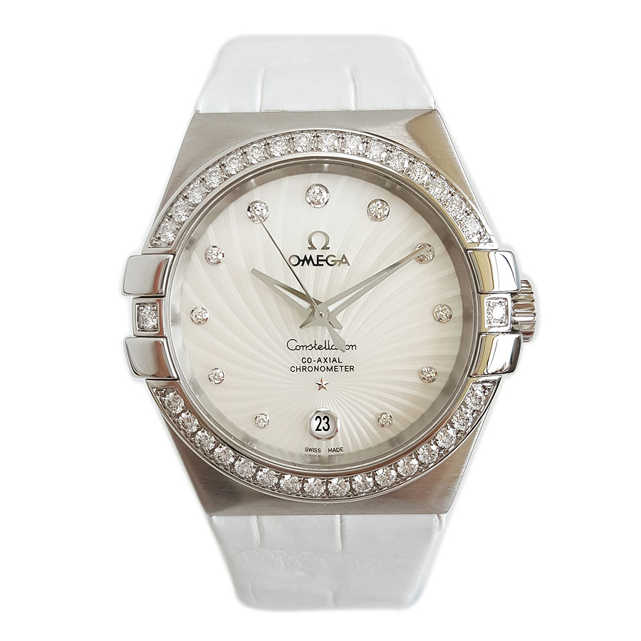 【95新】OMEGA欧米茄123.18.35.20.55.001自动机械日期显示35MM（女款）星座系列 精钢/表圈镶嵌原厂钻石070426AK16