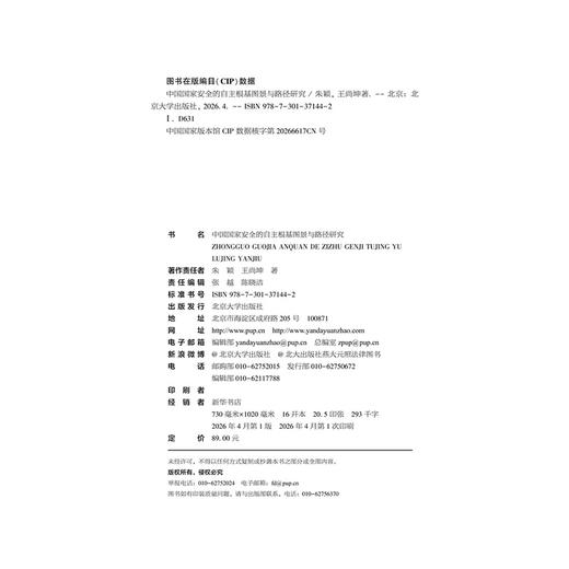 中国国家安全的自主根基图景与路径研究   朱颖 王尚坤 著    北京大学出版社 商品图2