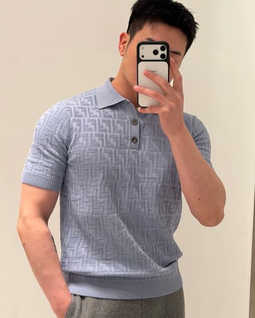 男款FF针织提花短袖polo衫la011 商品图3