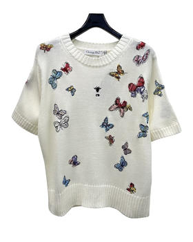 女款刺绣短袖针织上衣ba010