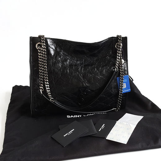【95新】YSL圣罗兰577999黑银niki Shopping tote托特购物袋单肩包女士210426NJS04 商品图1