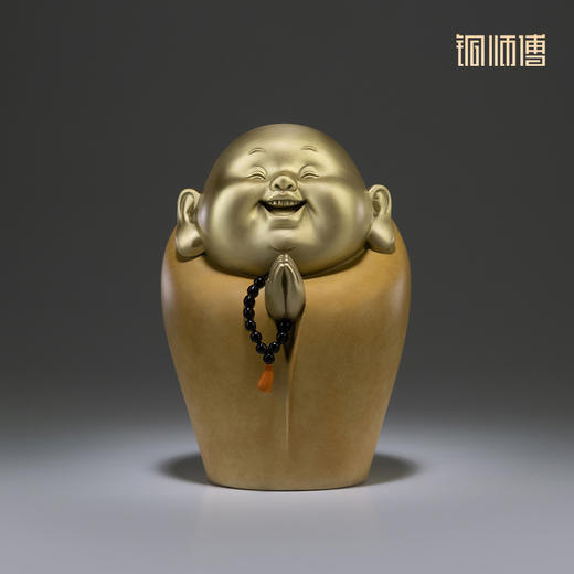 铜师傅 铜摆件《知足者常乐》 弥勒家居办公室客厅桌面饰品 商品图1