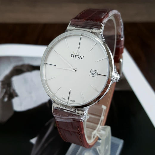 【99新】TITONI 梅花82718 S-ST-606自动机械机芯日期显示39MM（男款）Slenderline纤薄系列精钢160426NJ52 商品图2