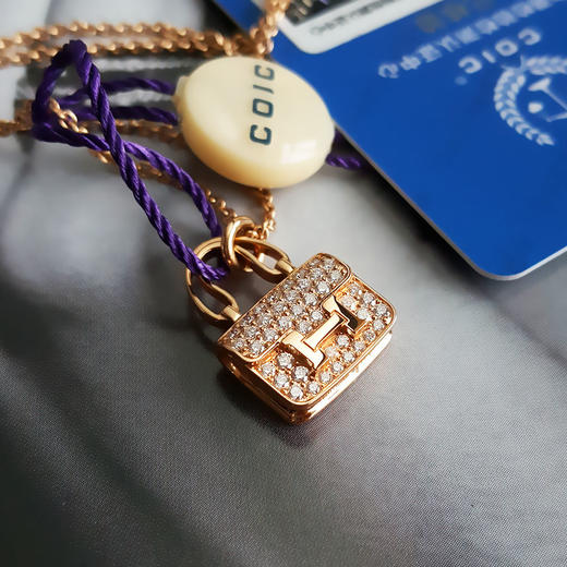 【95新】Hermes爱马仕玫瑰金满钻康康新款扣Constance项链 链长约40cm女士210426NJS03 商品图3