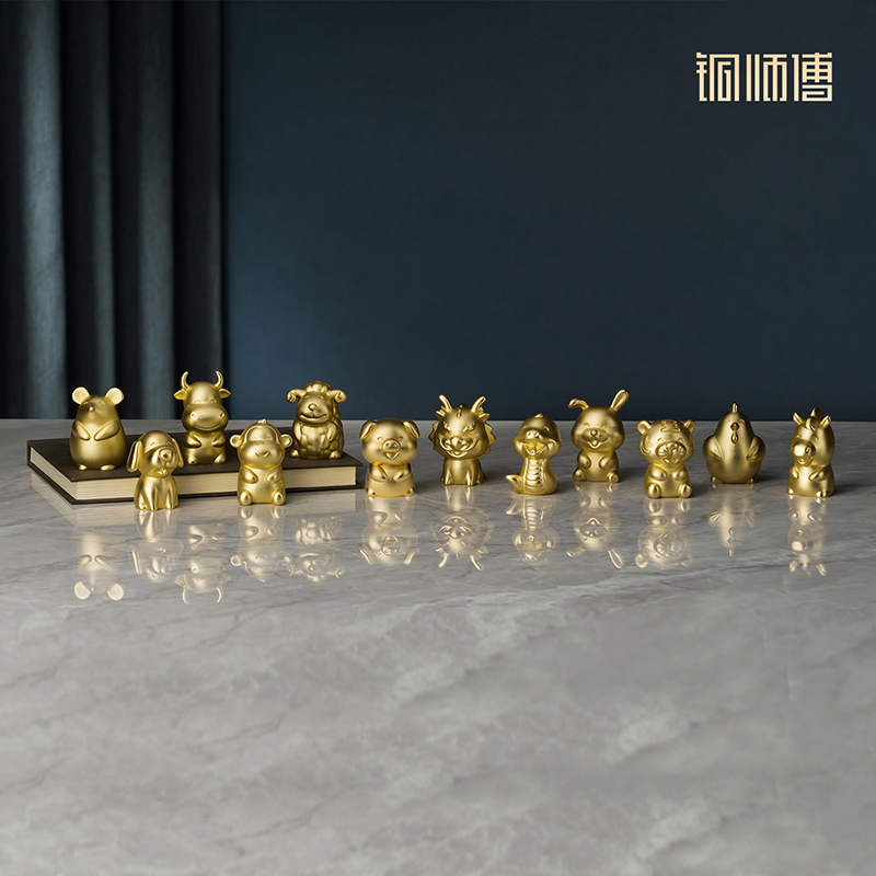 铜师傅《金韵天成十二生肖》桌面真金鎏镀铜摆件 家居装饰工艺品