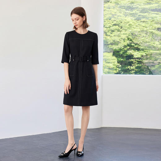 IWY/夏季短袖黑色西装连衣裙女正式场合职业装售楼部接待工作服Q1517 商品图2
