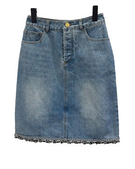 女款拼接花边刺绣牛仔短裙la025