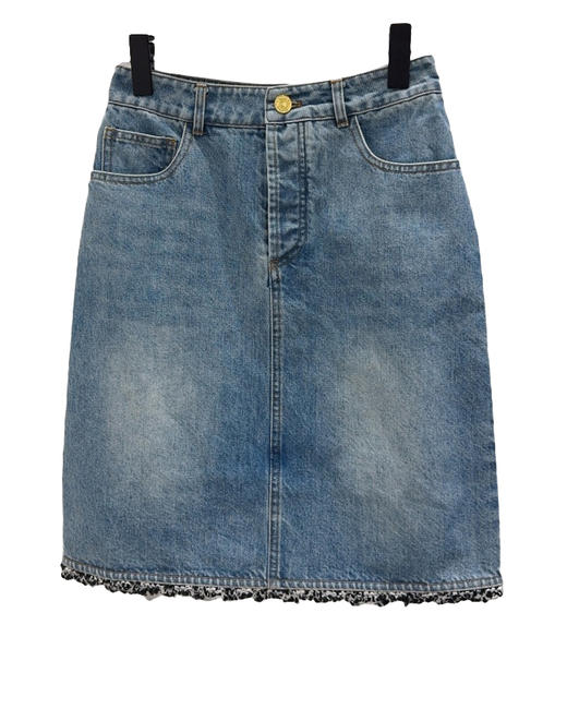 女款拼接花边刺绣牛仔短裙la025 商品图0