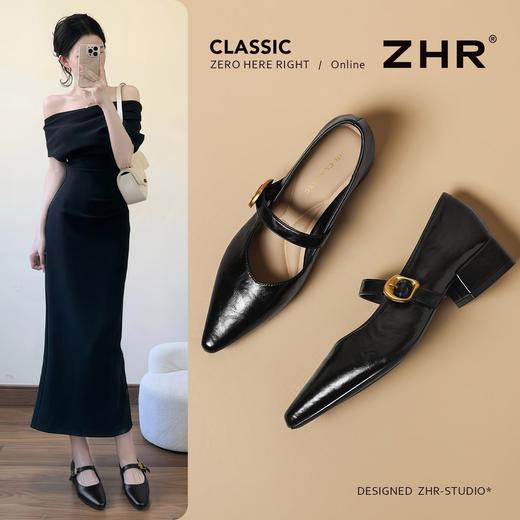 ZHR法式尖头一字扣带玛丽珍鞋女鞋2026新款百搭通勤轻便浅口单鞋 商品图1