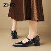 ZHR则则【隐形增高4cm】黑色尖头细跟玛丽珍鞋宽脚外穿爆款JK超高 商品缩略图1