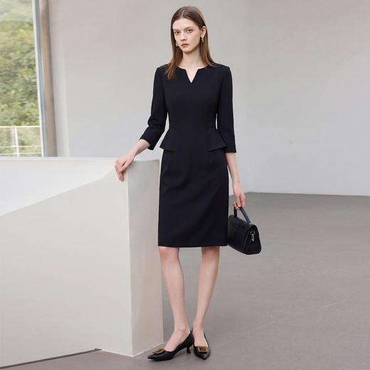 IWY/黑色西装连衣裙女夏季高级感气质通勤职业装收腰显瘦中长裙243020Q1 商品图3
