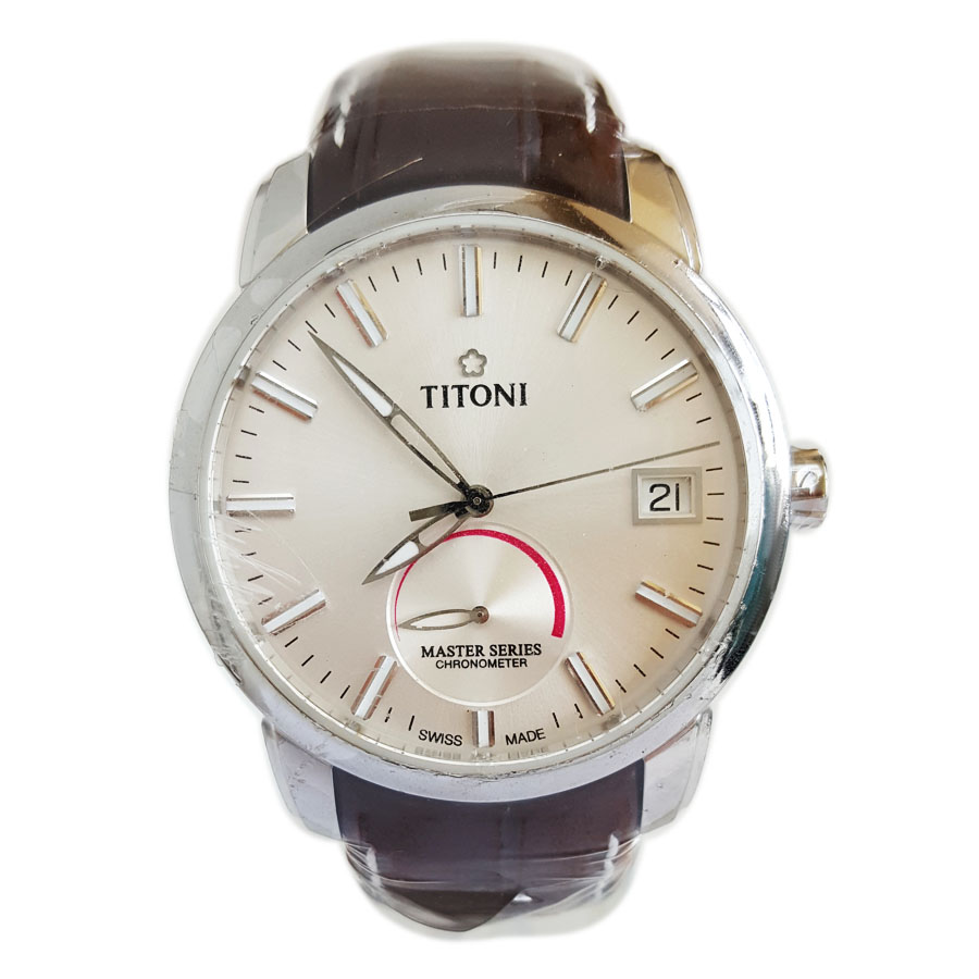 【99新】TITONI 梅花94388 S-ST-578天文台认证自动机械机芯日期显示、动力储备显示 41MM（男款）Master Series 大师系列精钢180426NJ05