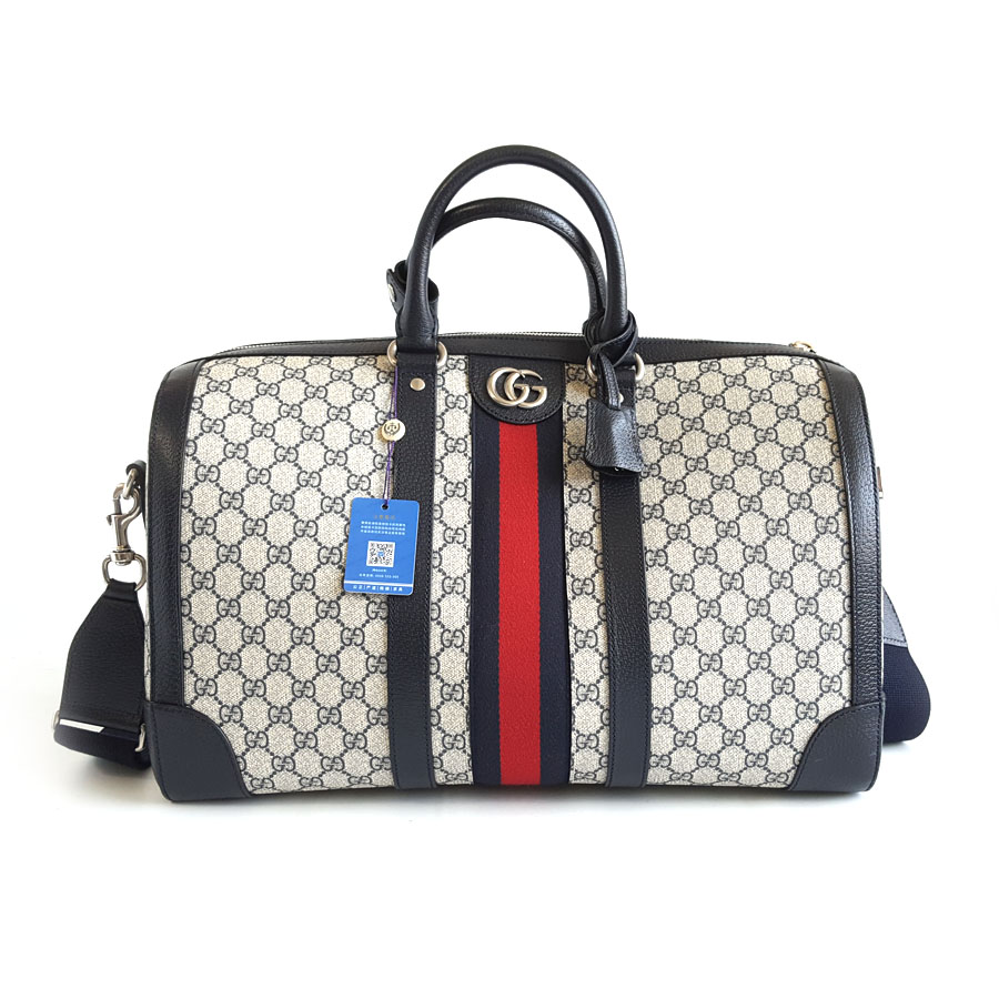 【95新】Gucci古驰724642老花拼深蓝色savoy旅行袋手提单肩包中性款200426TJ20