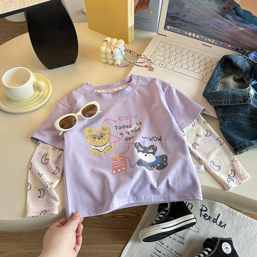 【49.9到手两件！】巴鲁熊纯棉防晒袖假两件【2605服装专场】 商品图4