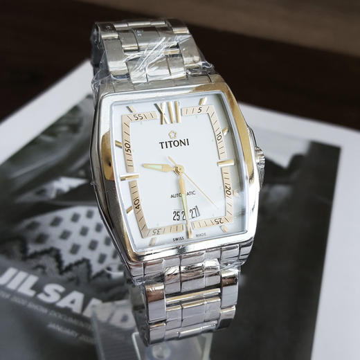 【全新】TITONI 梅花83727 S-573自动机械机芯日期显示38.3*38.8MM（男款）华尔街系列精钢170426NJ78 商品图3