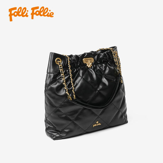 FolliFollie 牛皮菱格纹斜挎包 时尚大气 商品图4