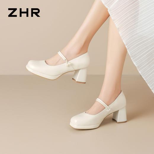 ZHR则则浅口粗跟高跟鞋单鞋2026夏季新款玛丽珍女鞋百搭小皮鞋女 商品图4