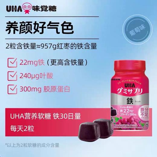 日本UHA补铁葡萄味营养软糖-各款(20/30日量) 商品图2
