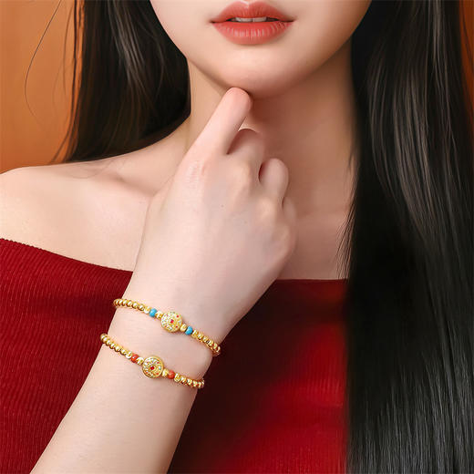 【新品首发】足金八宝罗盘金珠手链手串 母亲节送礼女士MEMORA诗普琳（线上专供）LB456001、LB456002 商品图3