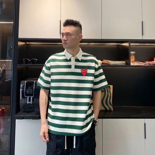 F042428夏季新款男女情侣款短袖POLO条纹打底衫短袖T恤 商品图2