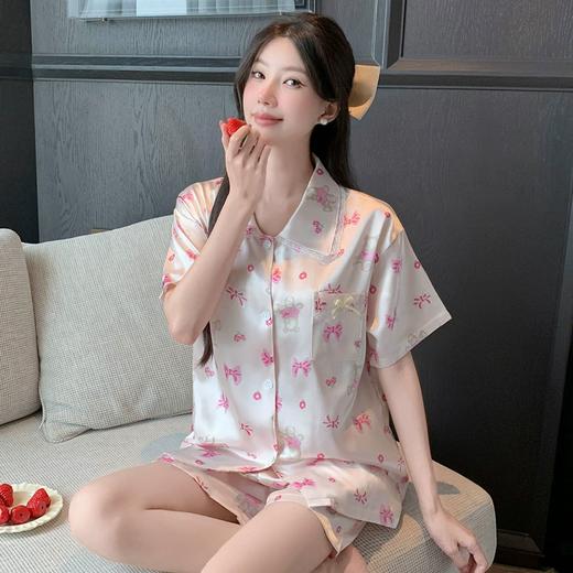 【GZ】无忧购满天星冰丝睡衣女夏季新款短袖套装可外穿家居服（截单后3-5天发货） 商品图4