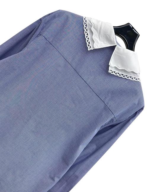 女款花边领格纹长袖衬衫la017 商品图2