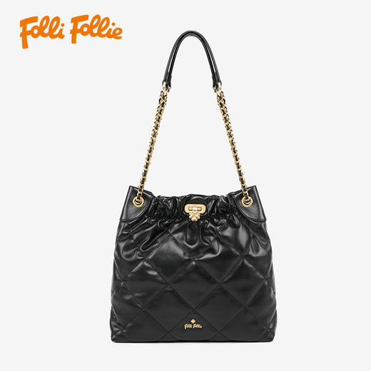 FolliFollie 牛皮菱格纹斜挎包 时尚大气 商品图1