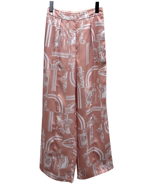 女款丝质印花直筒长裤 可配套装fe 商品图0