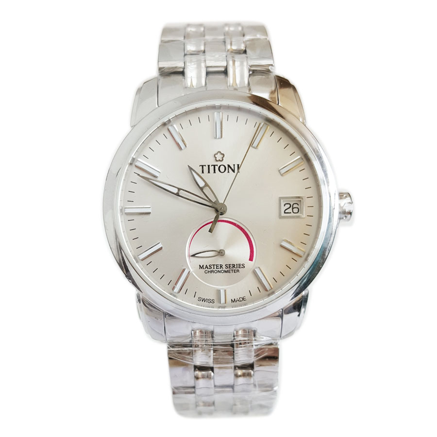 【99新】TITONI 梅花94388 S-578天文台认证自动机械机芯日期显示、动力储备显示41MM（男款）Master Series 大师系列精钢180426NJ63