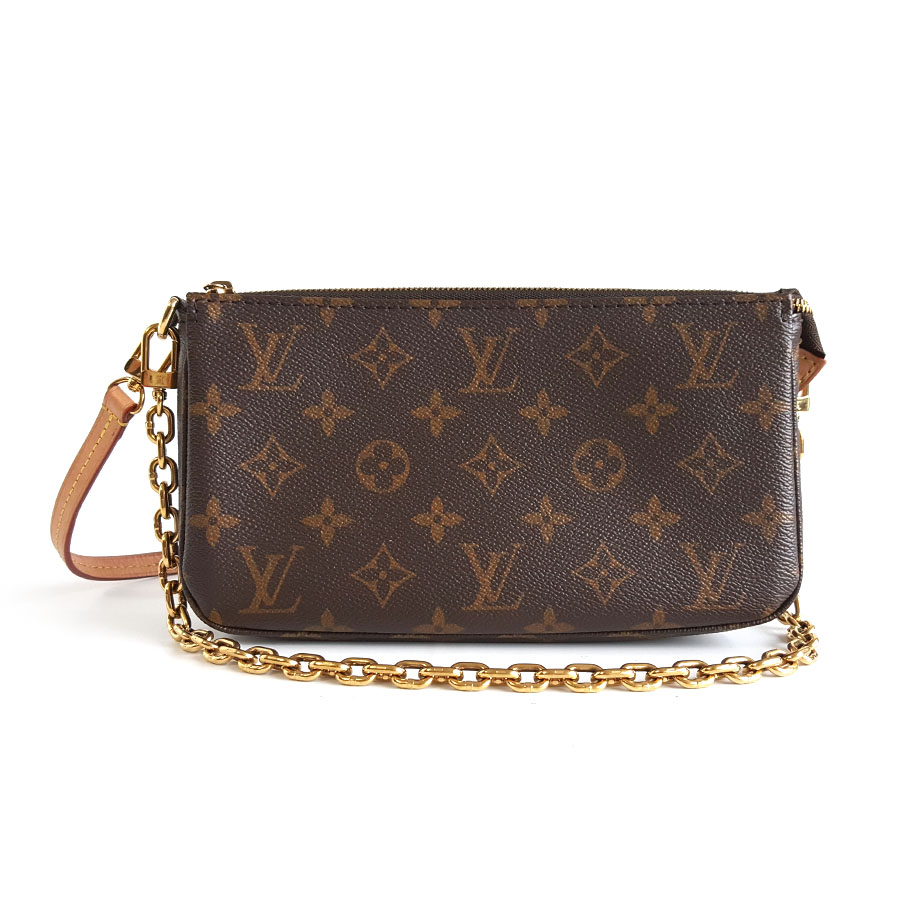 【95新】LV路易威登M82766老花新款双肩带大麻将腋下包链条单肩包女士210426HS13