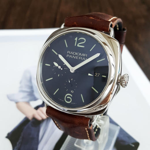 【95新】PANERAI沛纳海PAM00323自动机械日期显示、双时区显示、动力储备显示47MM（男款）镭得米尔系列 精钢160426NJS61 商品图1