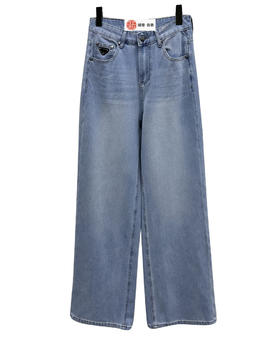 女款刺绣直筒牛仔裤长裤la020