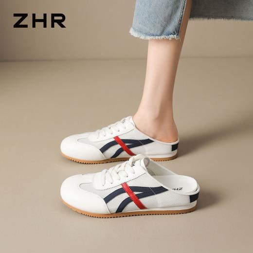 【猪皮垫】ZHR则则懒人一脚蹬包头拖2026夏季新款简约透气勃肯鞋 商品图2