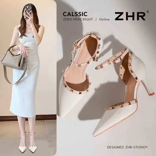 ZHR则则性感铆钉细跟尖头高跟鞋女2026新款裸色气质百搭轻便单鞋 商品图2