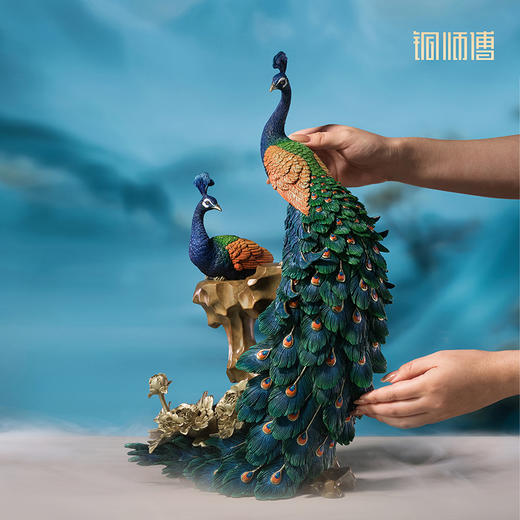 铜师傅 铜孔雀摆件《花开富贵》 客厅桌面玄关办公桌家居装饰礼品 商品图4