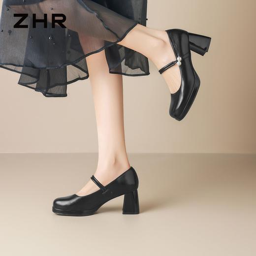 ZHR则则浅口粗跟高跟鞋单鞋2026夏季新款玛丽珍女鞋百搭小皮鞋女 商品图7