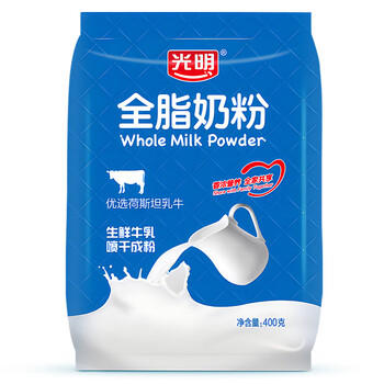 光明 全脂奶粉400g 成人中老年奶粉 生牛乳配方 牛奶粉  /水饮冲调 /成人奶粉 /全家营养牛奶粉 商品图5