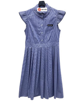 女款荷叶花边格纹背心裙la017