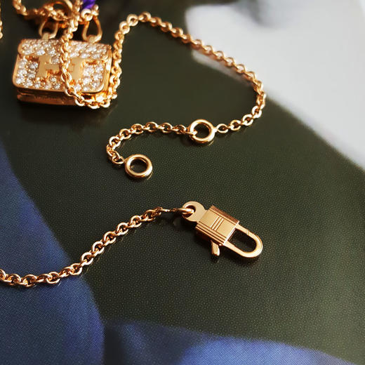 【95新】Hermes爱马仕玫瑰金满钻康康新款扣Constance项链 链长约40cm女士210426NJS03 商品图6