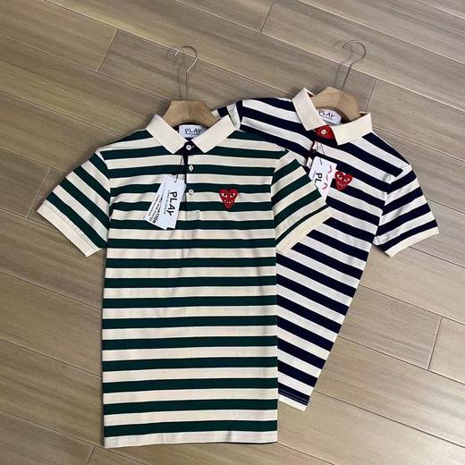F042428夏季新款男女情侣款短袖POLO条纹打底衫短袖T恤 商品图0