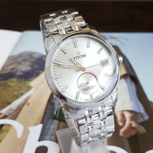 【全新】TITONI 梅花94388 S-578天文台认证自动机械机芯日期显示、动力储备显示41MM（男款）Master Series 大师系列精钢180426NJ63 商品图5