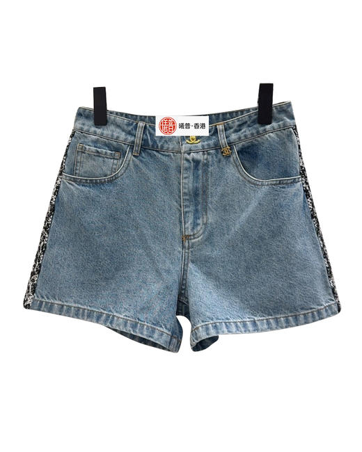 女款拼接花边刺绣牛仔短裤la025 商品图0